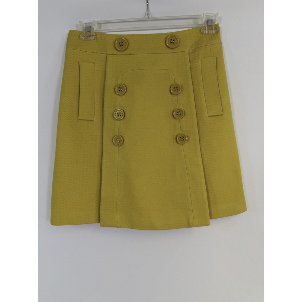 Bcbgmaxazria Penny Tweed Sailor Mini Skirt in Mustard Yellow Women's 6 Buttons